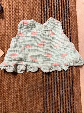 Angel Dear Mint Green Ruffle Baby Top with Pink Flamingos